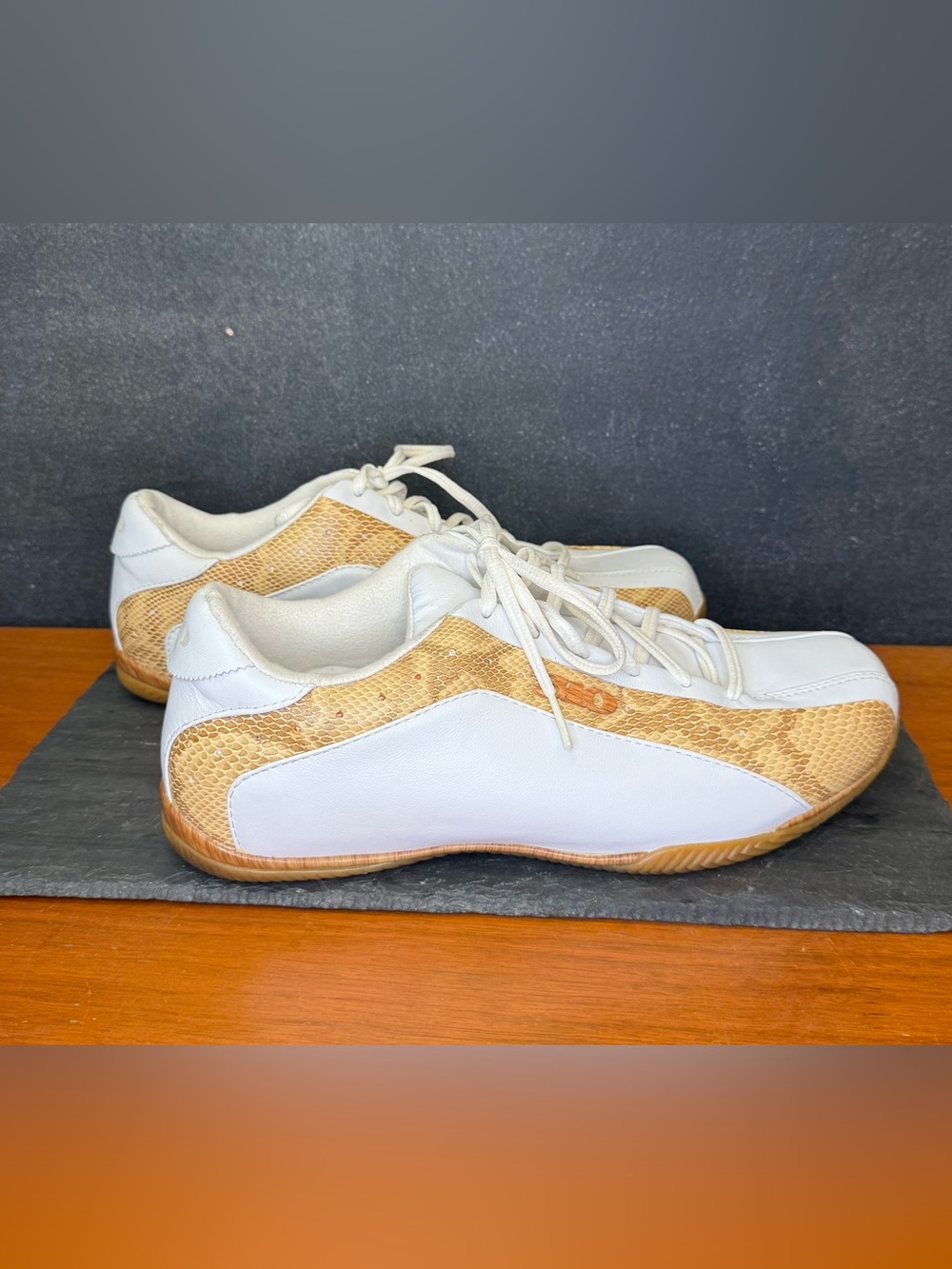 310 Vintage 2000’s Motoring Monterey Sneakers Leather, print snakeskin accents